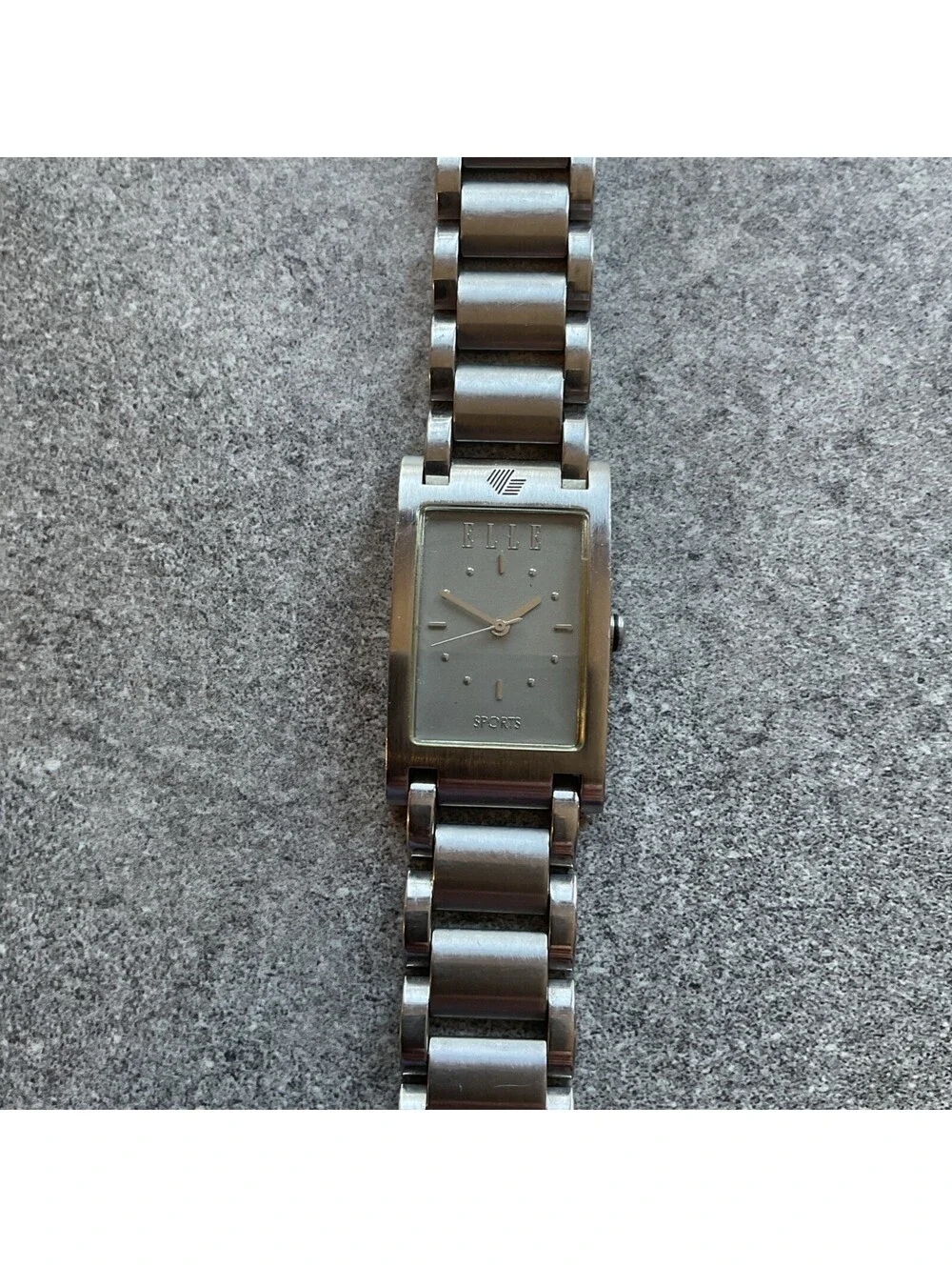 Vntg Elle Sports Designed In France Womens Tank Style Watch 23mm Silver Tone BCF
